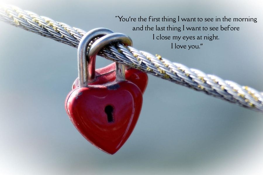 "You’re the first thing I want to see in the morning 
and the last thing I want to see before 
I close my eyes at night. 
I love you.”