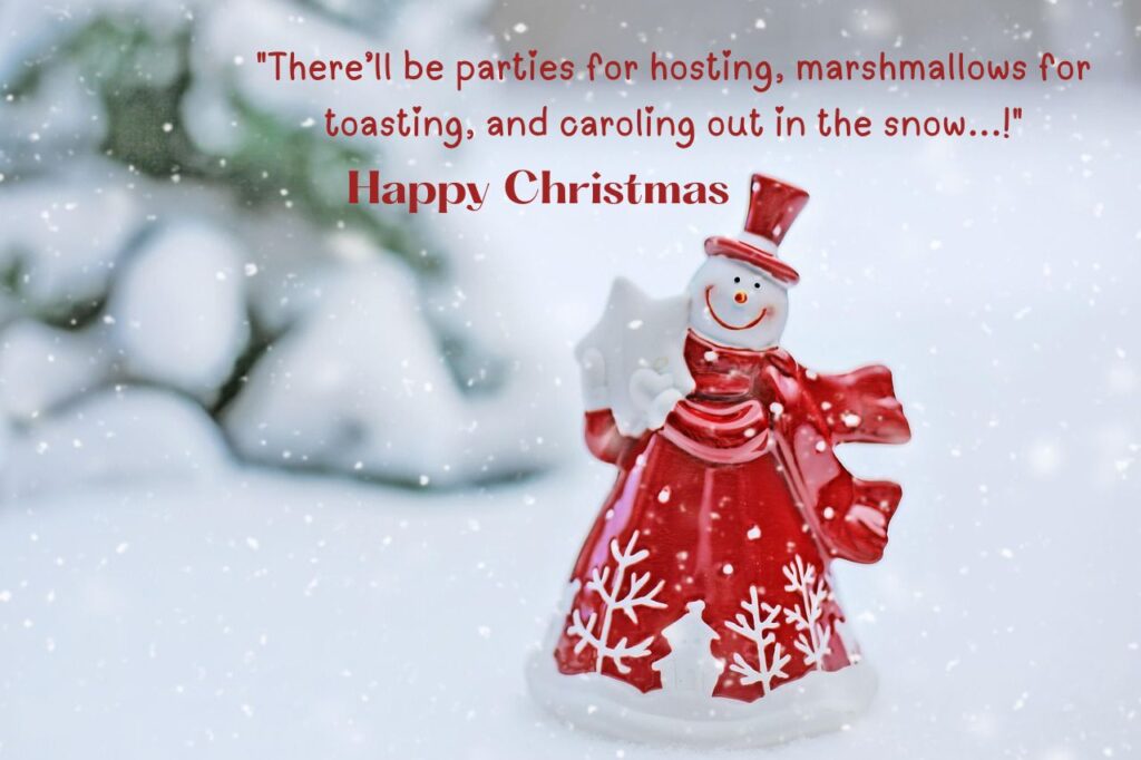 "There’ll be parties for hosting, marshmallows for toasting, and caroling out in the snow...!" Happy Christmas Wishes.